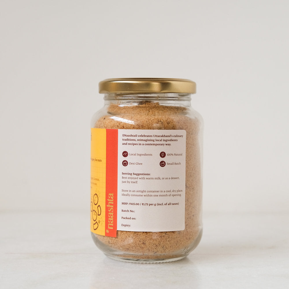 Panjiri | Atta Panjiri Granola (Whole Wheat Cereal Mix With Jaggery Fox Nuts And Cardamom) – Made In Desi Ghee – Natural - Gluten Free – Amrit Bhawan – 240gm