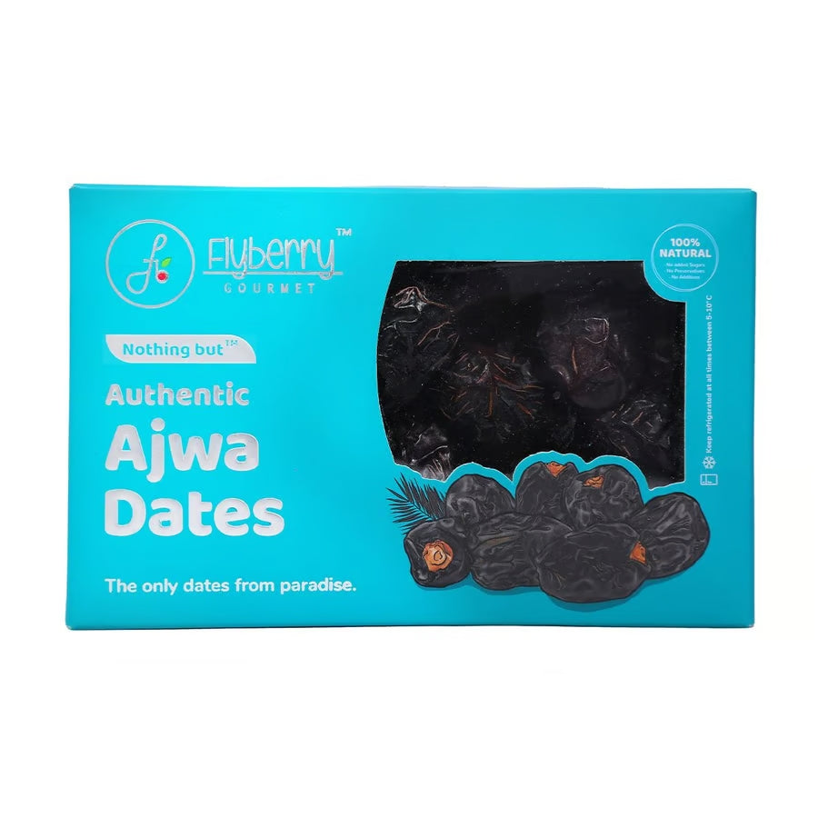 Dates | Authentic Ajwa Dates – 100% Natural – No Added Sugar, No Additives & No Added Preservatives – Flyberry – 400gm