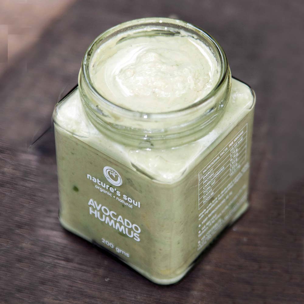 Avocado Hummus - Fresh - Vegan & Gluten Free - Made From Organic Ingredients - 160gm