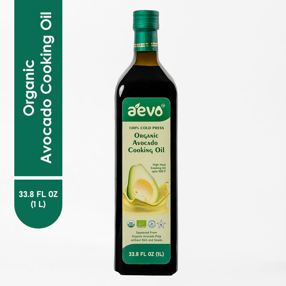 Avocado Oil | Avocado Cooking Oil (Squeezed From Organic Avocado Pulp Without Skin And Seeds) – USDA Organic – 100% Cold Pressed – Aevo – 1000ml - Pack Of 5