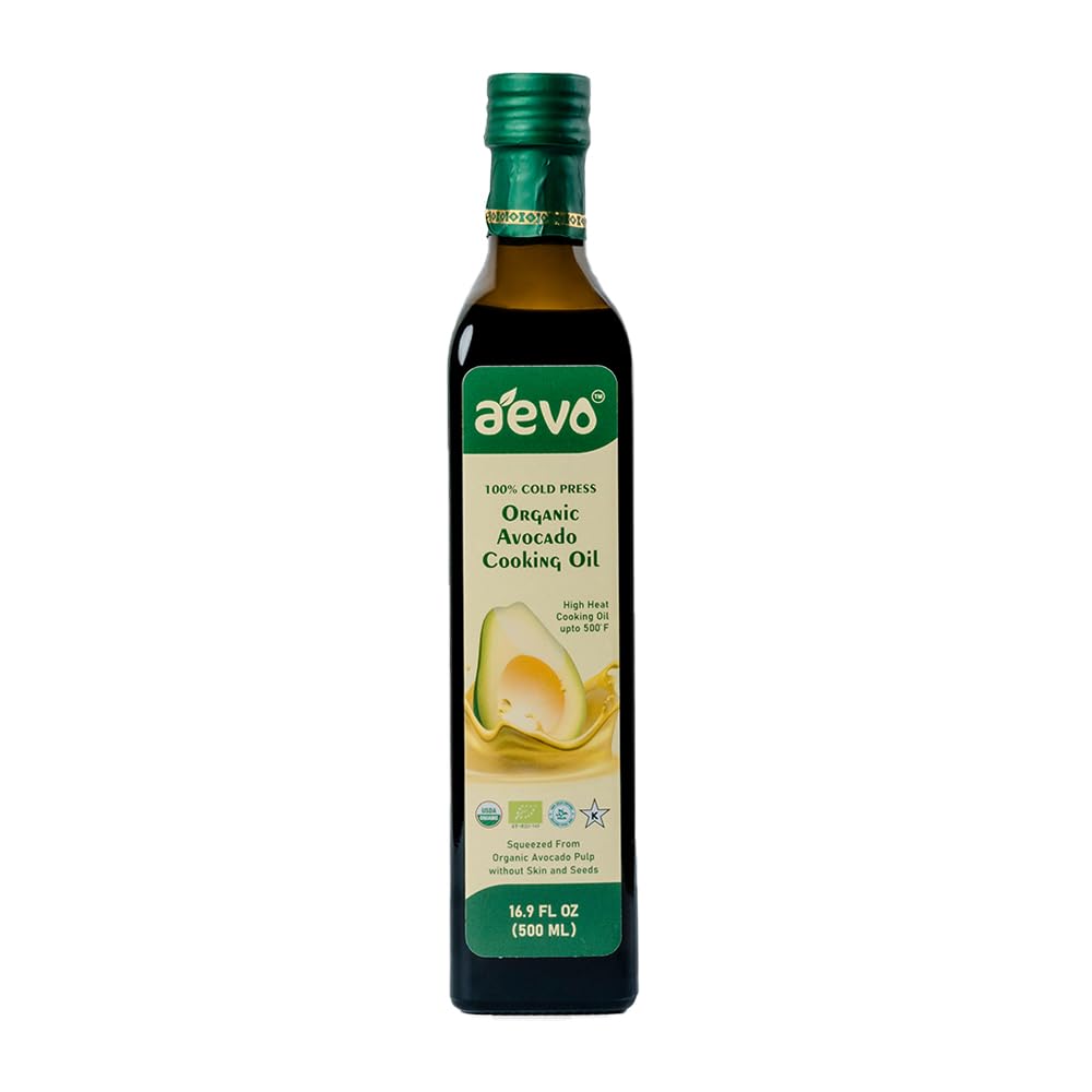 Avocado Oil | Avocado Cooking Oil (Squeezed From Organic Avocado Pulp Without Skin And Seeds) – USDA Organic – 100% Cold Pressed – Aevo – 500ml