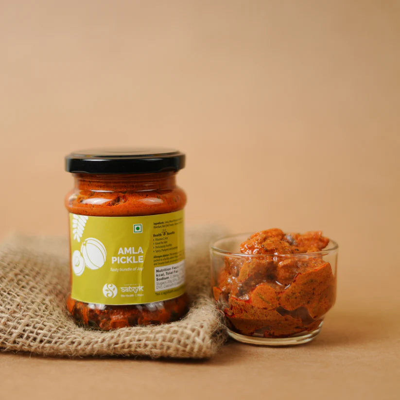 Pickle | Amla Pickle - Vitamin C Rich & Naturally Fermented - Tangy & Spicy Satvyk - 200gm