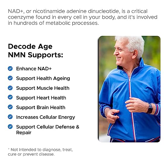 B Nmn 250 | Nad + Booster - Improve Muscle Strength - Vegan, Gluten Free, Dairy Free, Sugar Free & Gmo Free - Decode Age - 30 Capsules