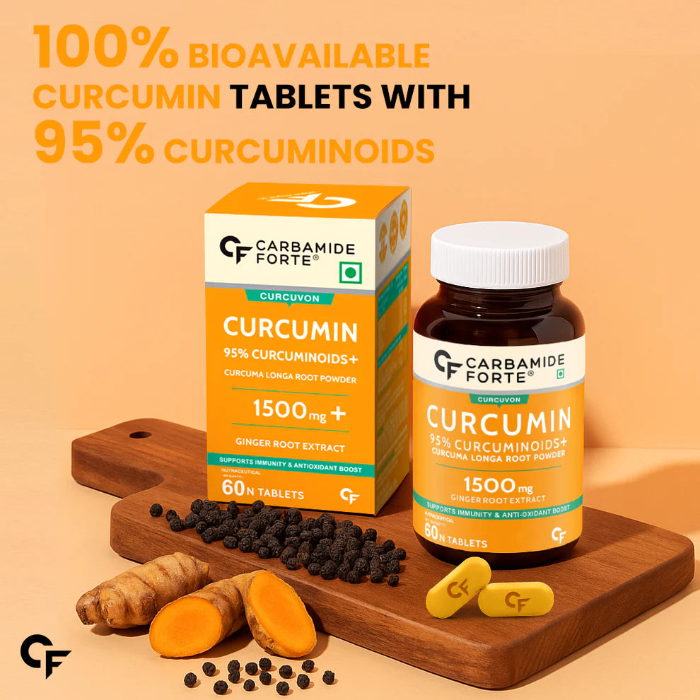 Curcumin 95% Curcuminoids+ Piperine 10 mg | Carbamide Forte- 60 Veg Tablets