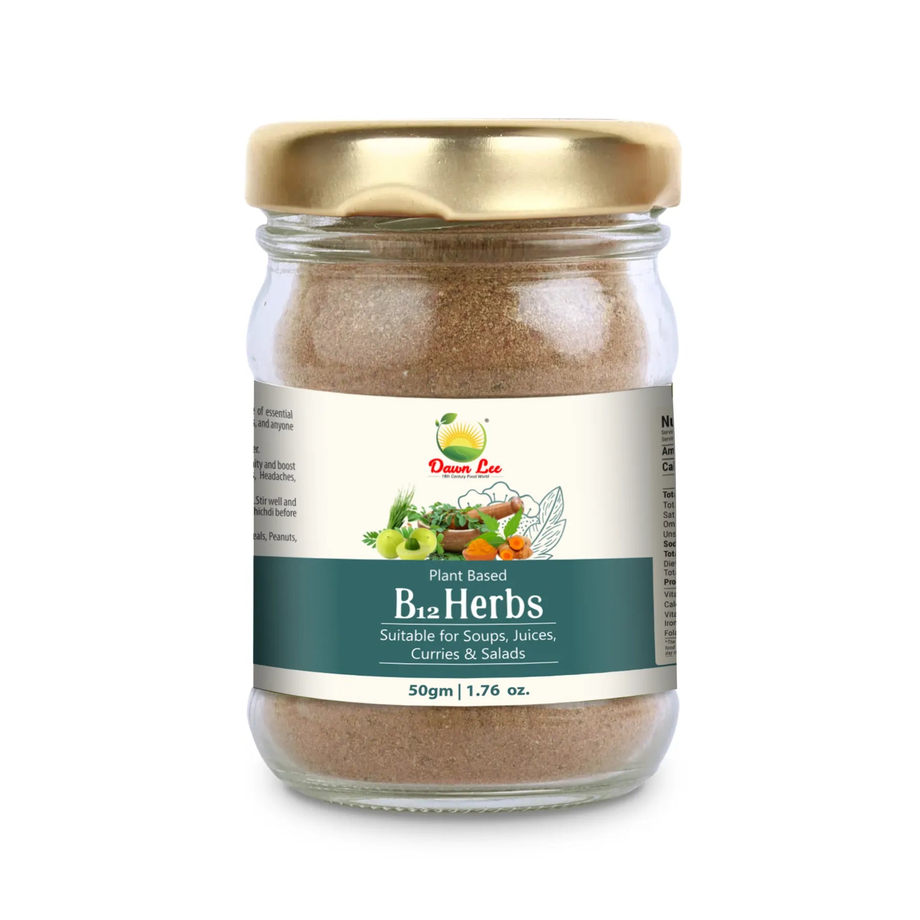 B12 Herbs | Suitable For Soups, Juices, Curries & Salads - 100% Plant Based - Add This To Smoothies, Juices Or Mix Into Soups, Dals, Or Khichdi - No Additives - Dawn Lee - 50gm