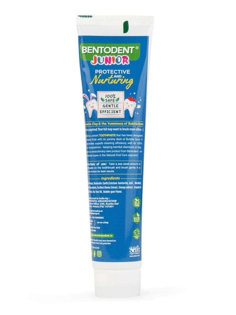 Toothpaste | Bubbly Burst - For Kids - Vegan, Fluoride Free, Glycerin Free & Sls Free - Bentodent - 100gm