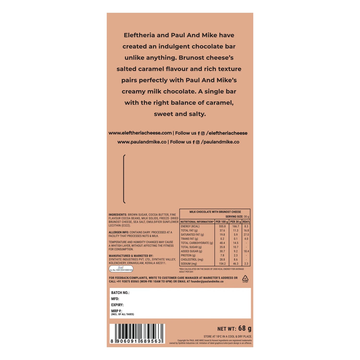Brunost Cheese Milk Chocolate – Paul And Mike – 68gm