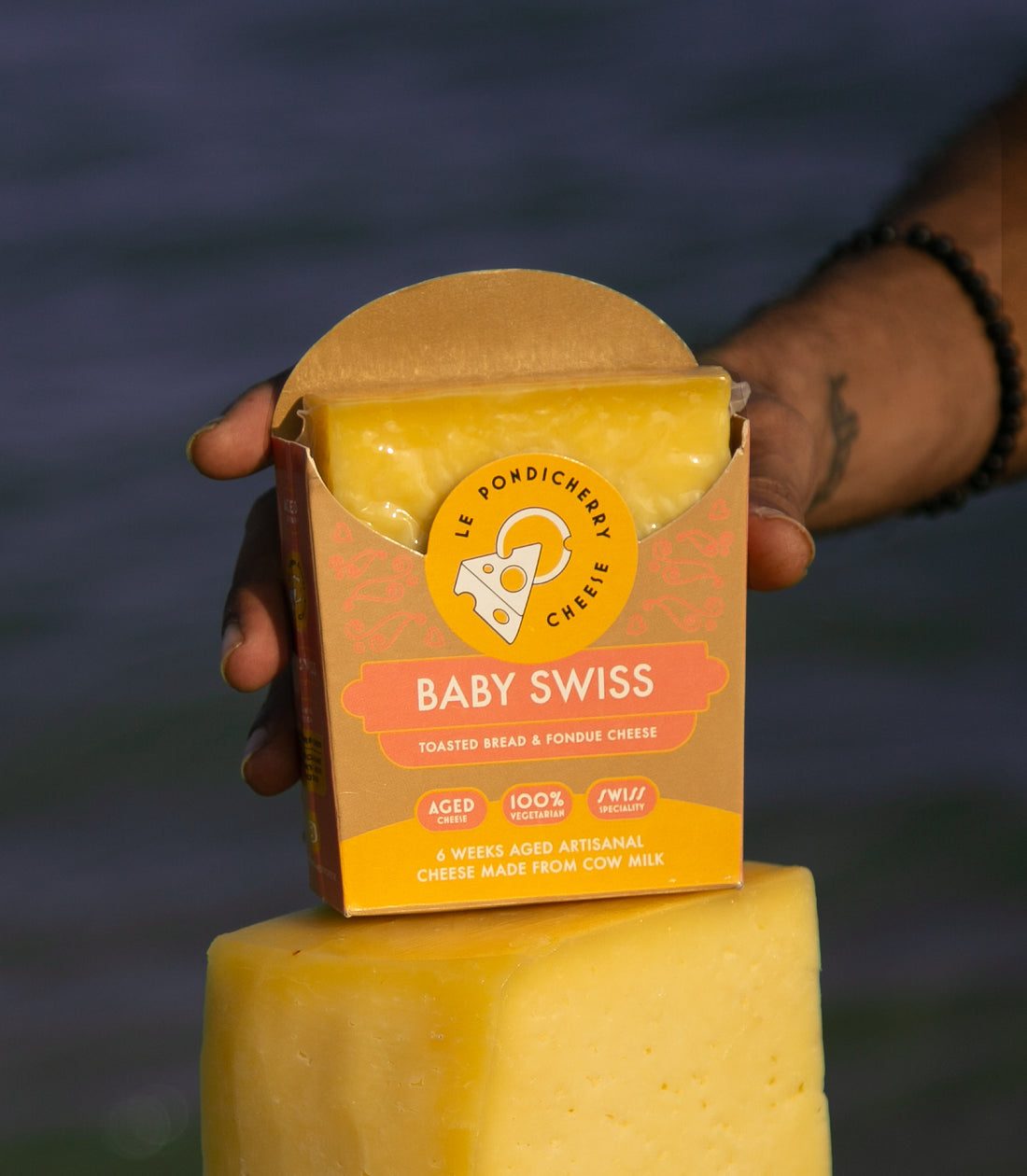 Baby Swiss Cheese | Toasted Bread & Fondue Cheese (Made From Cow Milk) – 6 Weeks Aged Cheese – Natural – No Artificial Flavors & Preservatives – Le Pondicherry Cheese – 200gm