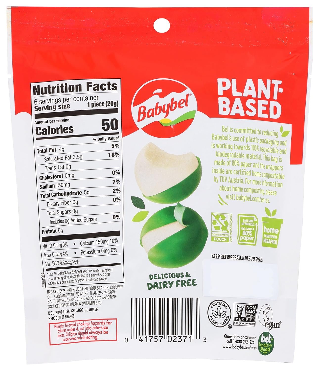 Cheese | Plant Based - Delicous - Vegan, Dairy Free, High In Calcium And VItamin B12 - Babybel - 200gm