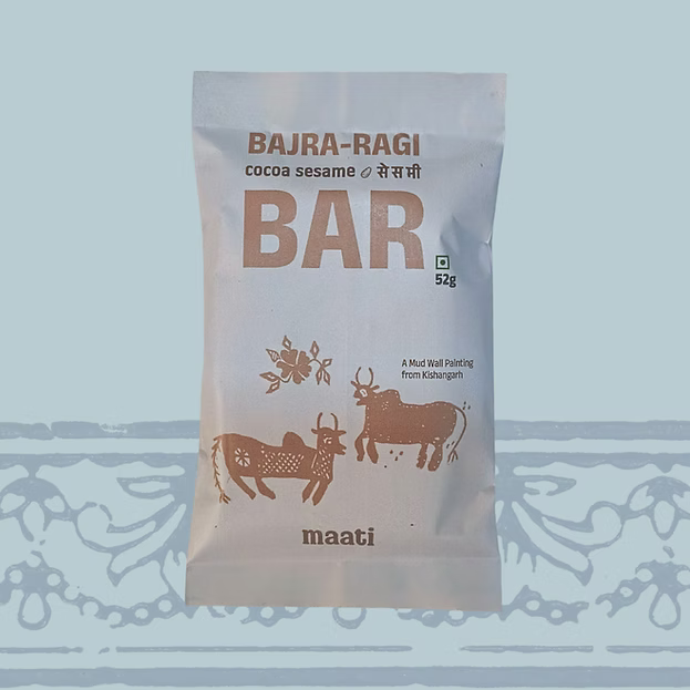 Bar | Bajra-Ragi Cocoa-Sesame Bar- No Added Preservatives & No Refined Sugar - maati - 52gm