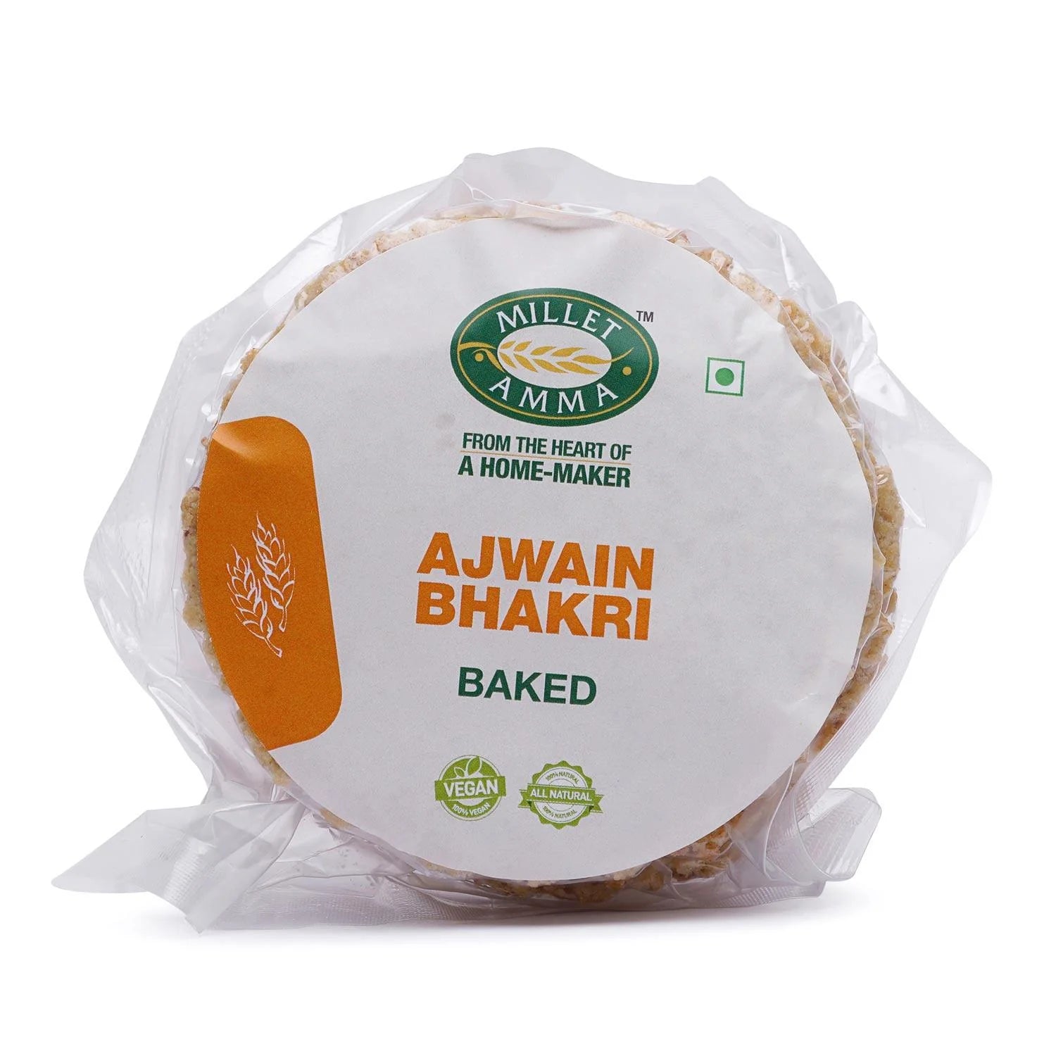 Bhakri | Baked Ajwain Bhakhri – Vegan- No Preservatives & Vacuum Packed - Millet Amma – 180gm