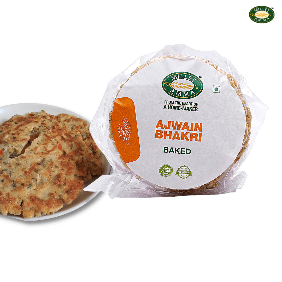 Bhakri | Baked Ajwain Bhakhri – Vegan- No Preservatives & Vacuum Packed - Millet Amma – 180gm