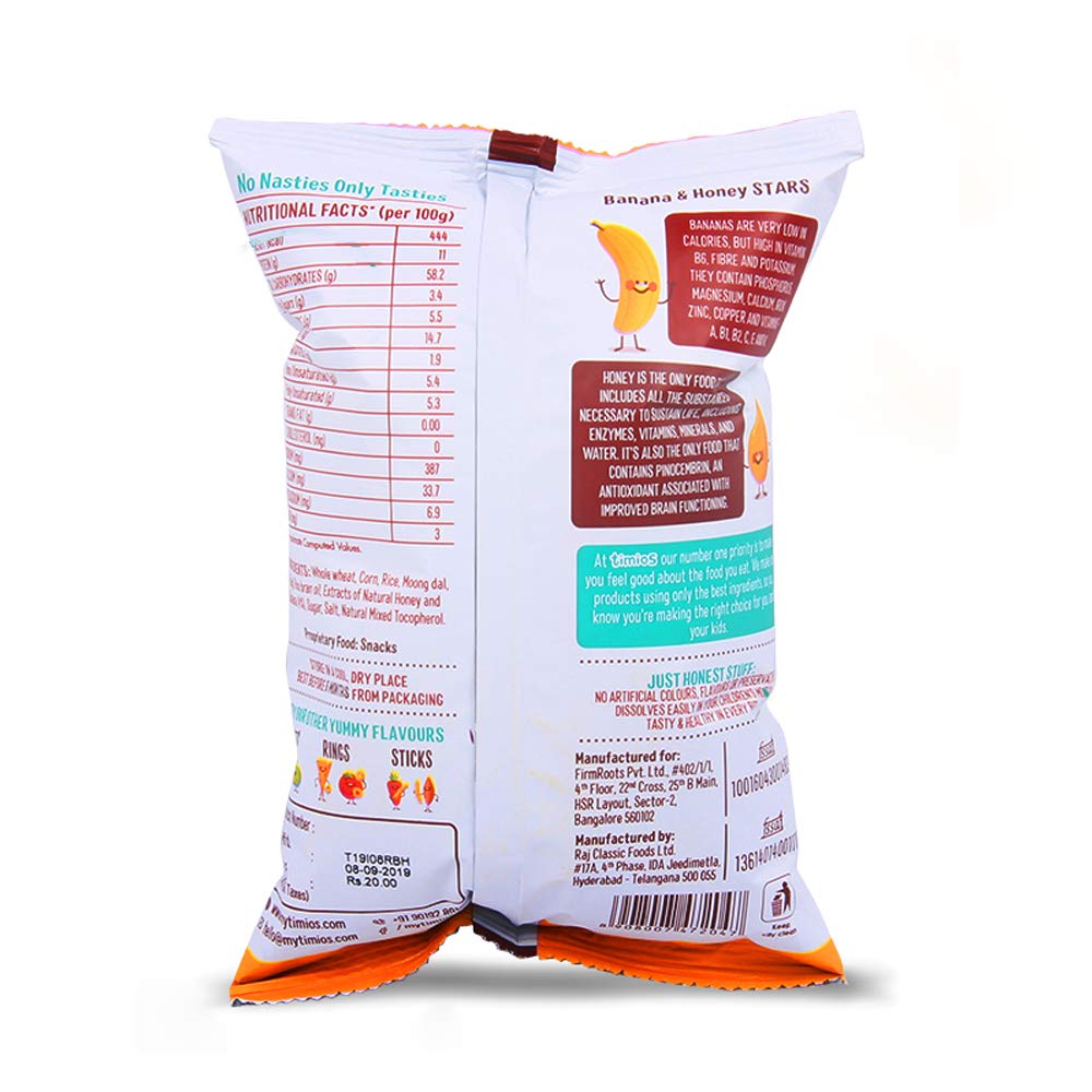 Banana & Honey Stars for Kids – Low Sugar & Low Salt - Timios – 30gm