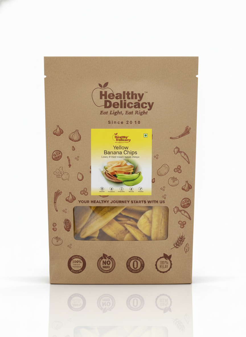 Yellow Banana Chips- Gluten Free-Zero Cholesterol - No Trans Fat - No Preservative-Healthy Delicacy-210gm
