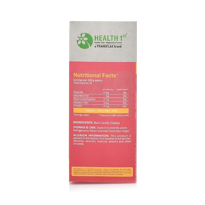 Basil Seed Sabja - 100% Natural - Health 1st - 200gm