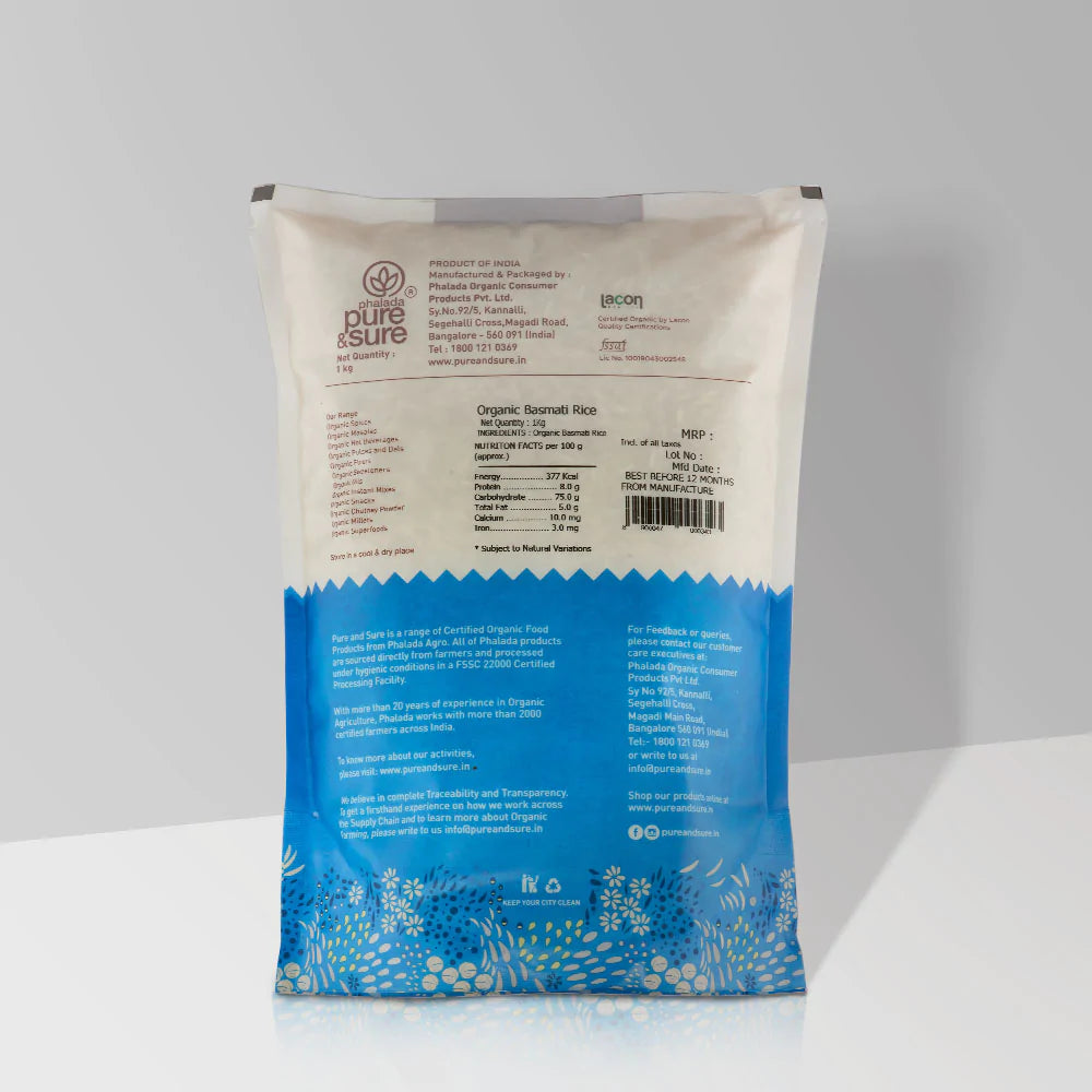 Rice | Basmati – Organic - Indian - Pure And Sure – 1000gm