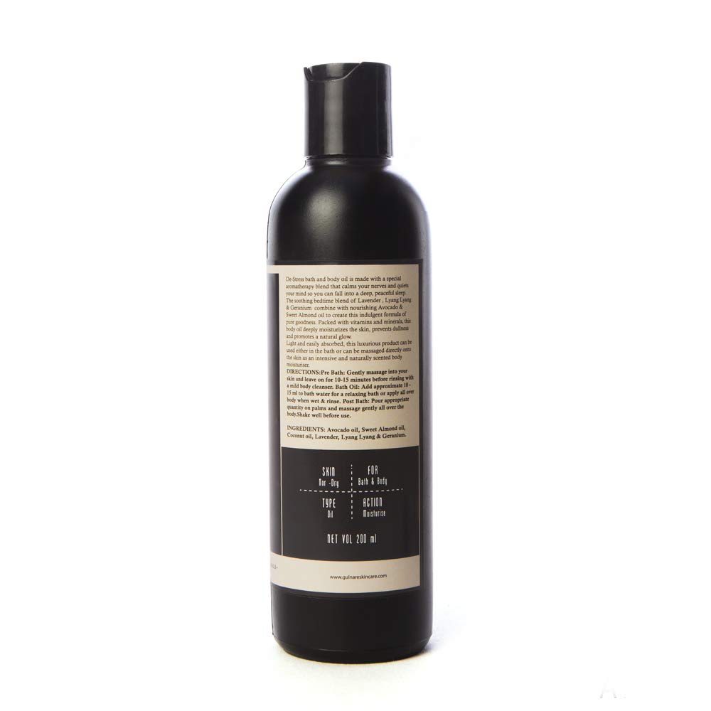 Bath & Body Oil | De Stress - Natural - Cruelty Free, Paraben Free, Silicone Free & Sls Free - Gulnare - 100ml