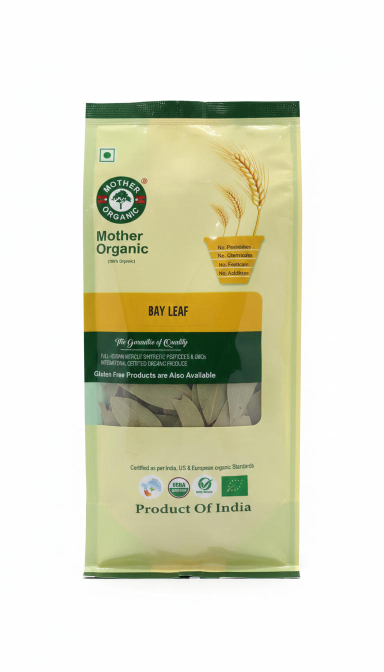 Bay Leaf | 100% Organic ,USDA Organic - Organically Grown - Gluten Free, Non GMO -No Chemical, Pesticides, Fertilizers& No Added Preservatives - Mother Organic- 30gm