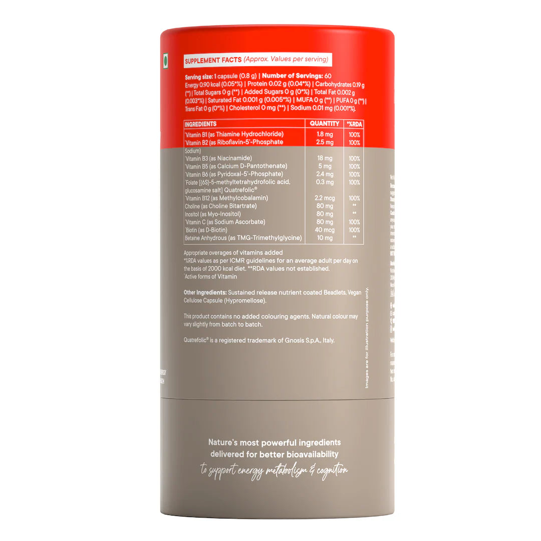 Bioactive B-Complex | Slow - B-Complex - Methylated B Vitamins with Biotin & Vitamin C - Maintains Healthy Nerve Function, Promotes Heart & Metabolic Health - Wellbeing Nutrition - 60 Capsules