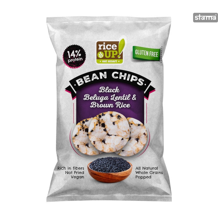 Chips | Bean Chips – Black Beluga Lentil And Brown Rice – Vegan, Gluten Free, Rich In Fiber, Not Fried & Whole Grain - Riceup – 60gm