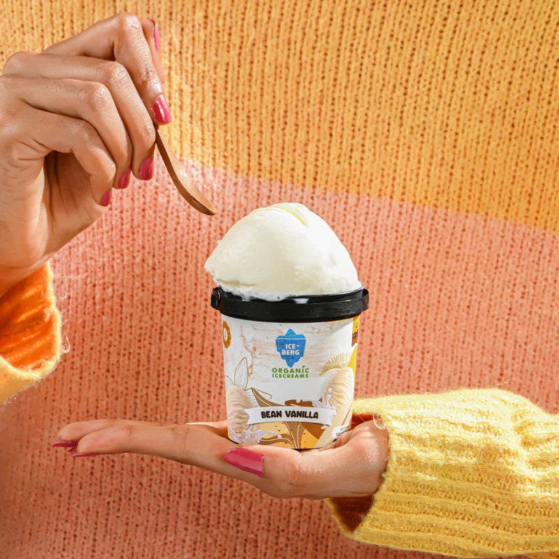 Ice Cream |Bean Vanilla Ice Cream- Made From Desi Milk, Gondh Gum, Organic Butter, Bean Vanilla - Churned with authentic & Real Ingredients - Iceberg Organic Ice Cream - 125ml