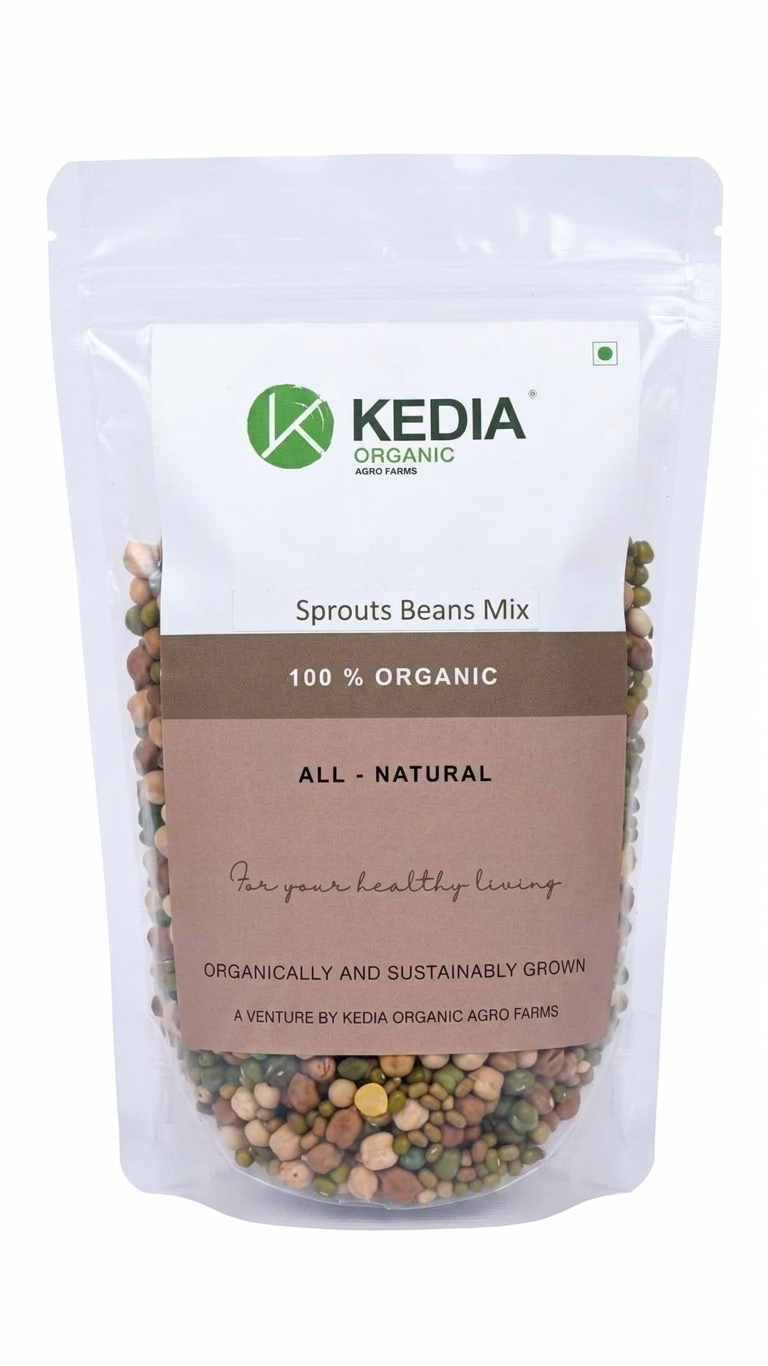 Beans Mix | Sprouts Beans Mix- 100% Organic (All Natural) - No Preservatives, Artificial Colours & No Added Flavours - Kedia Organic - 500gm