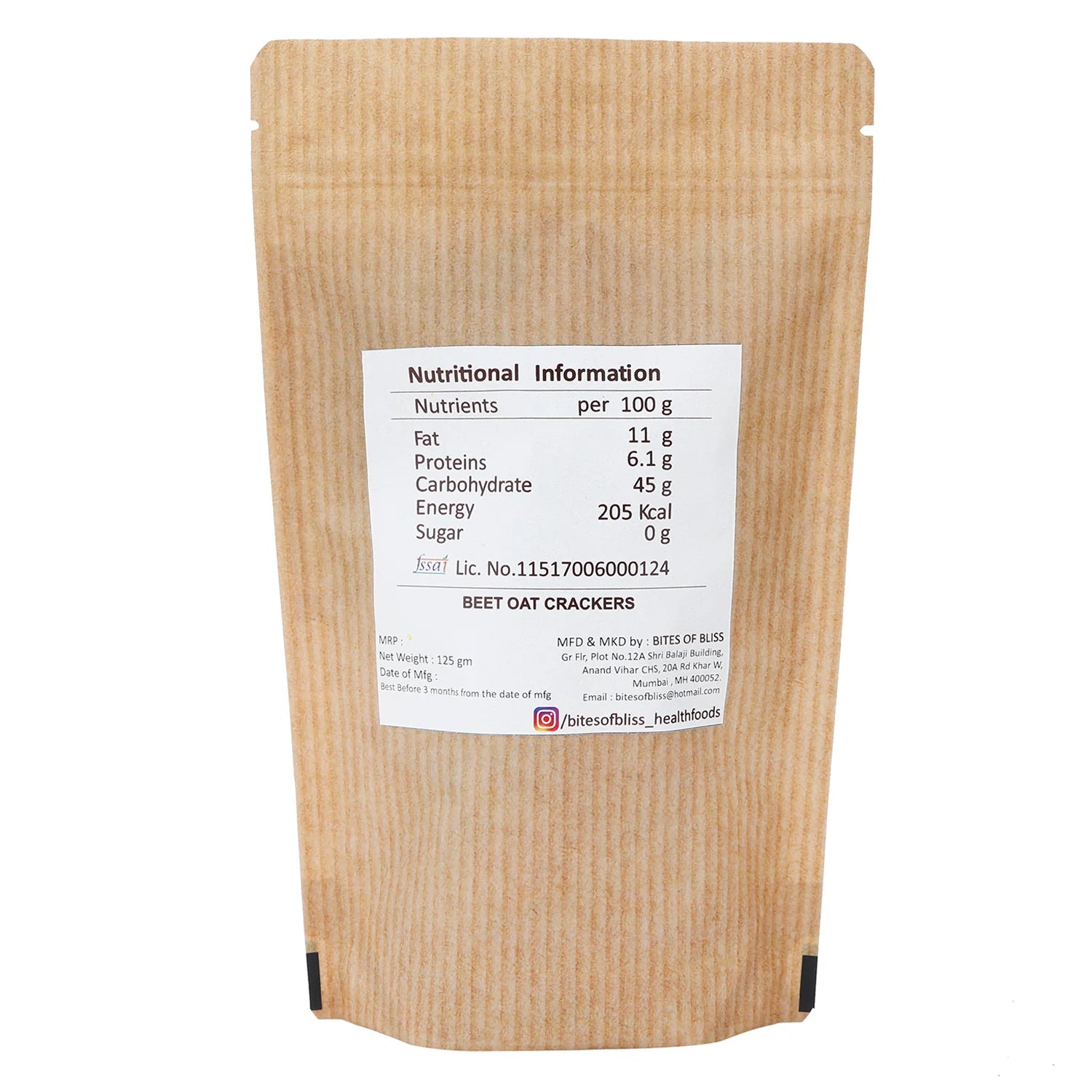 Beet Oat Cracker | Oven Baked - Vegan, No Added Preservatives, Iron Rich & Diabetic Friendly - Bites Of Bliss - 115gm