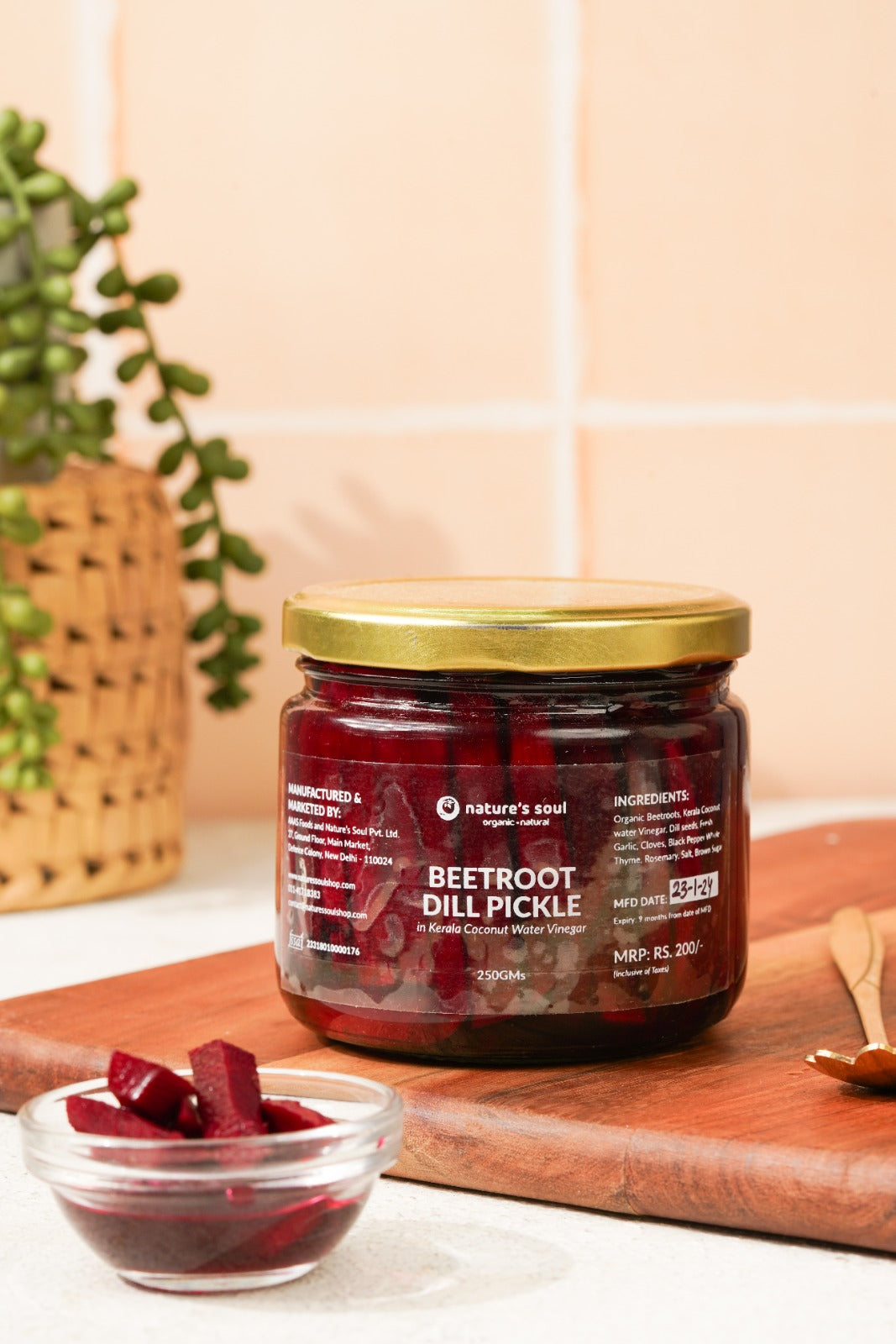 Beetroot Pickle | Beetroot Dill Pickle – In Kerala Coconut Water Vinegar – Nature’s Soul – 250gm