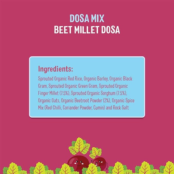 Millet Dosa | Millet Beetroot Dosa Mix – Sprouted Nutrition - USDA Organic - Timios – 150gm
