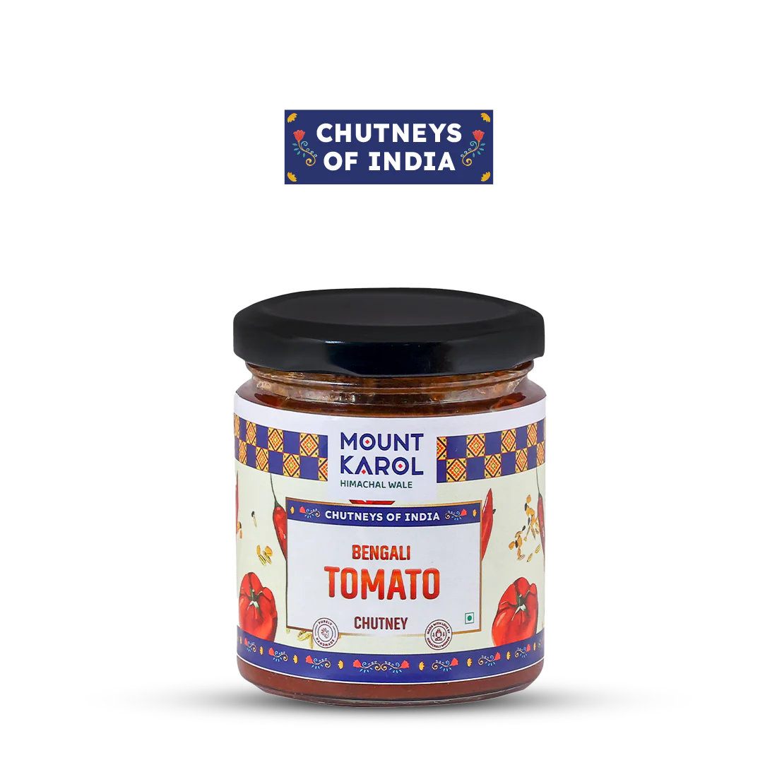 Chutney | Bengali Tomato Chutney (Made With Cold Pressed Mustard Oil) - Pure Himalayan Flavor - No emulsifiers, Stabilisers, Nothing Artificial, No Flavour Enhancers, Colours & No Artificial Preservatives - Mount Karol - 220gm
