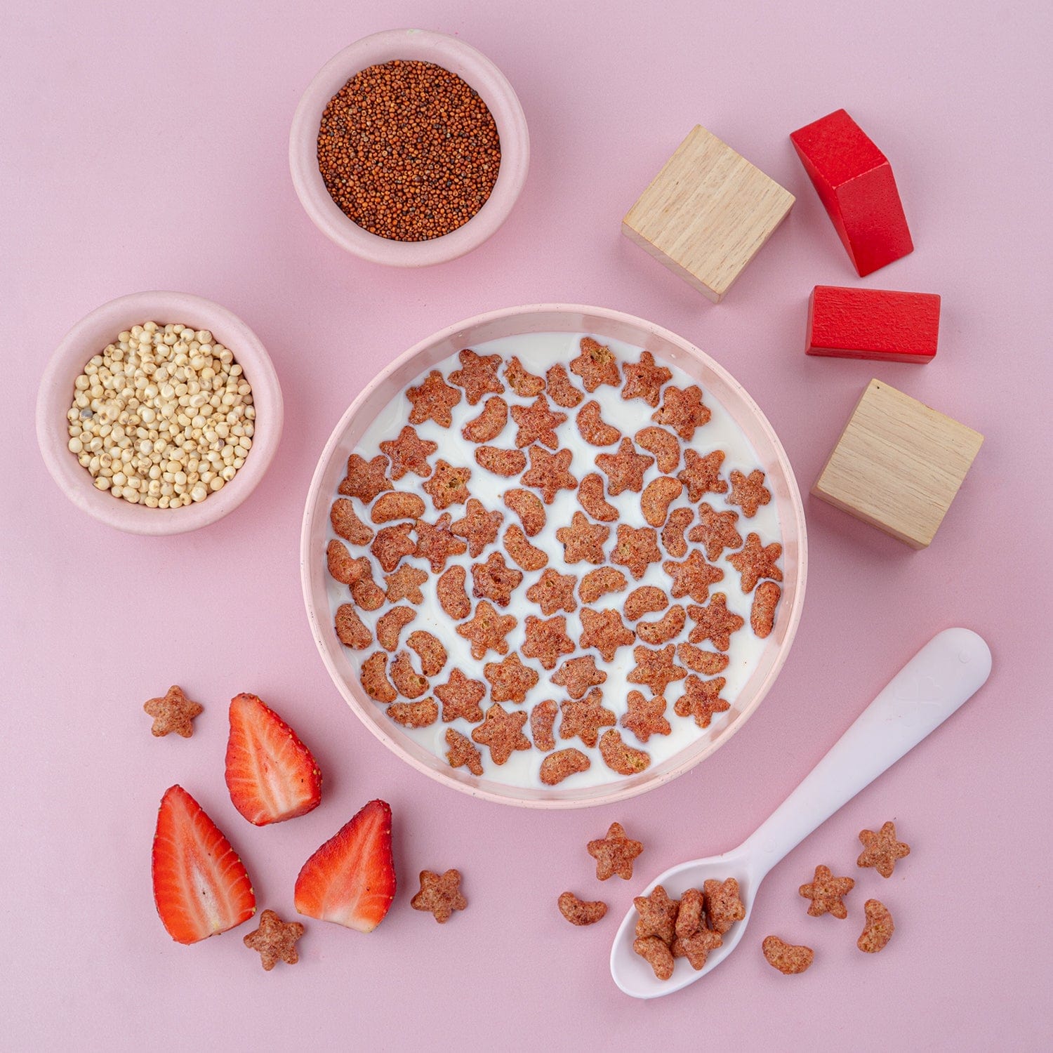 Millet Crunch Cereal – Strawberry Stars and Moons – No Added Refined Sugar - Slurrp Farm – 400gm