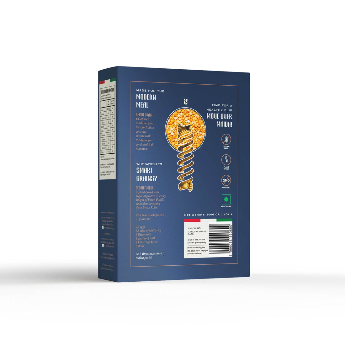 Pasta | Besan Fusilli Pasta (Made With Besan Gram Flour) – Smooth Taste & Texture – Plant Based – High In Protein – Gluten Free, No Maida, No Wheat, Non GMO & No Added Preservatives Or Chemical Free – Smart Grain – 200gm