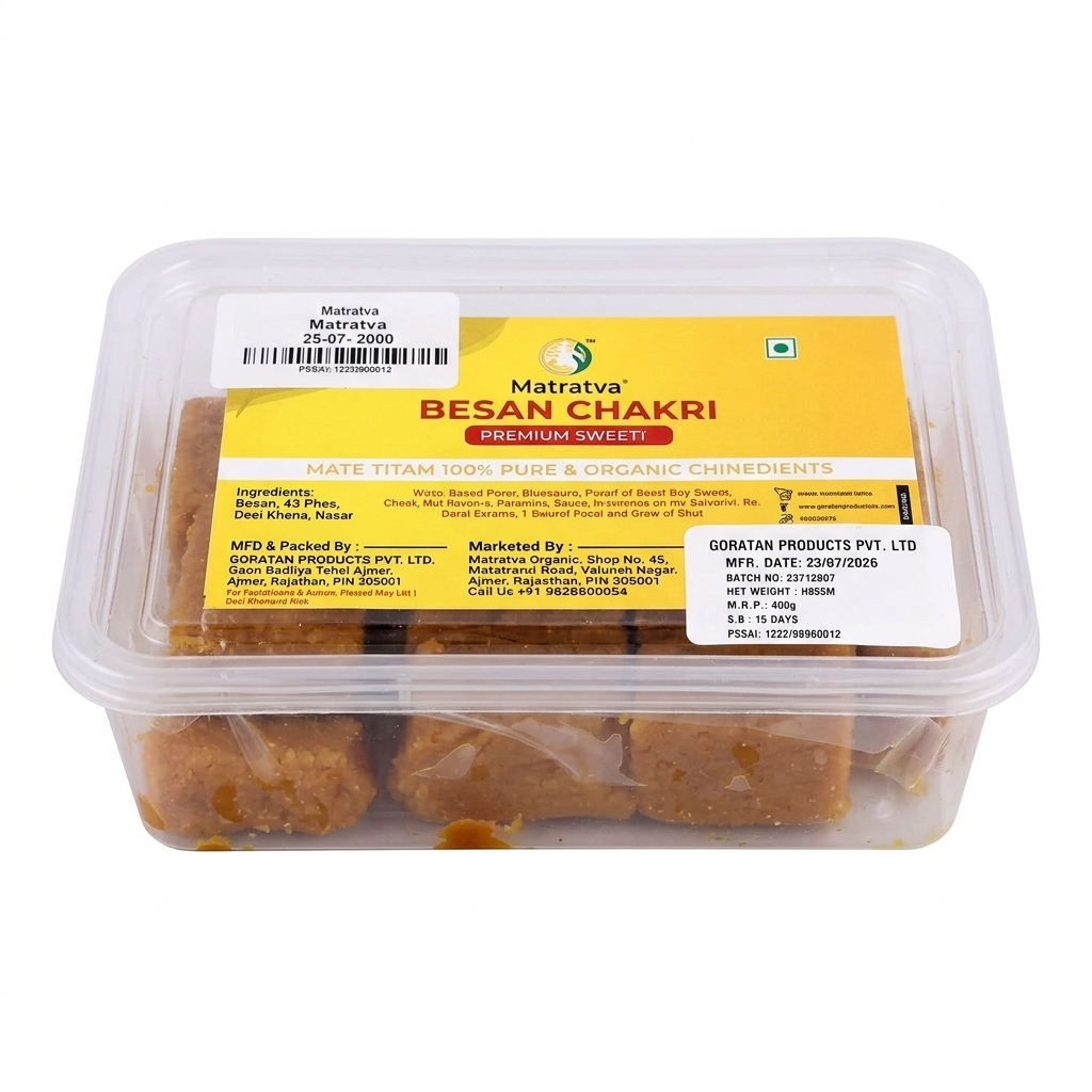 Chakki | Besan Chakki - Made From 100% Organic Ingredients A2 Ghee - No Preservatives,Refined Sugar Free - Matratva - 500gm