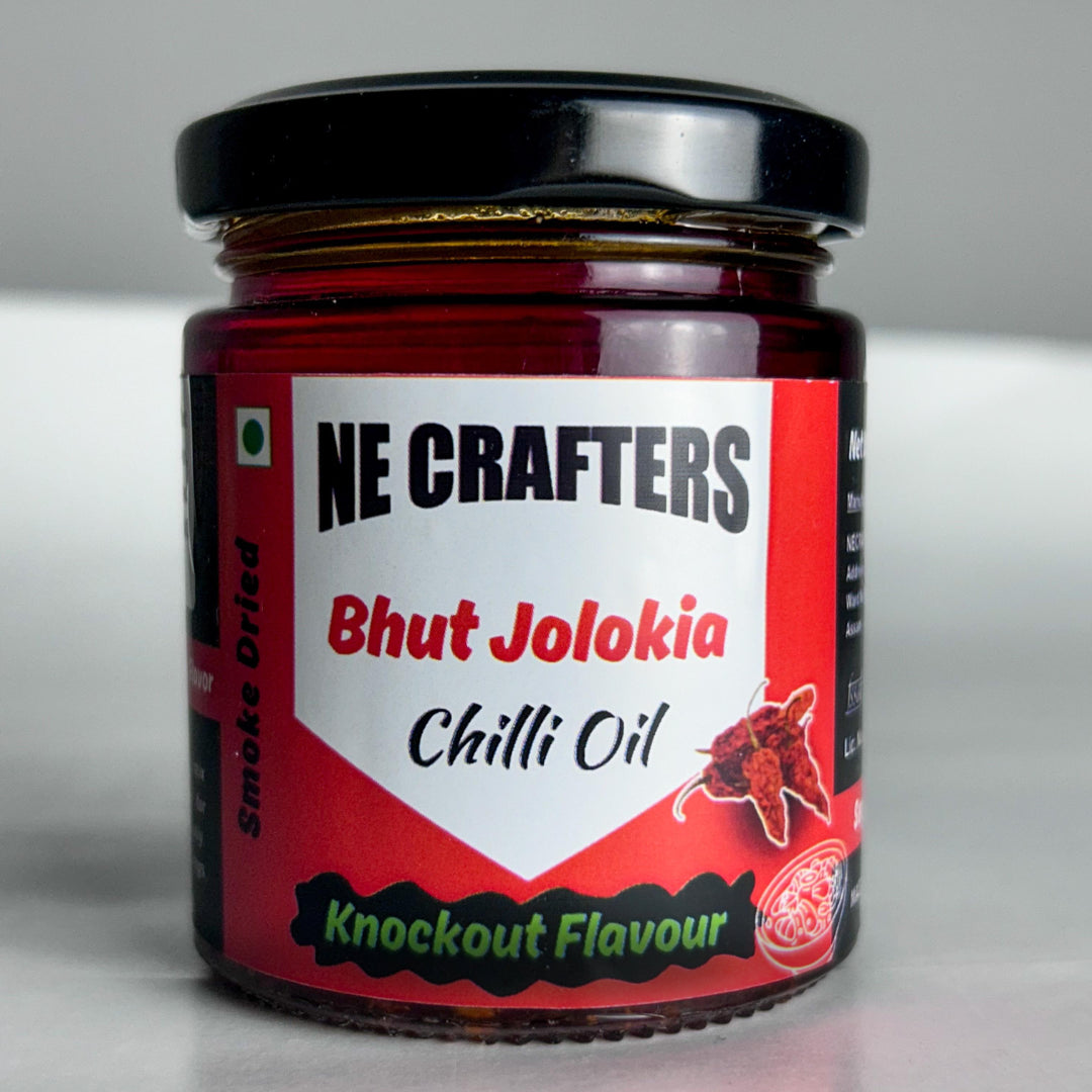 Chilli Oil | Bhut Jolokia Chilli Oil (Knockout Flavour) - Cold Pressed Oil - No Added Preservatives Or Flavour - Ne Crafters - 100gm