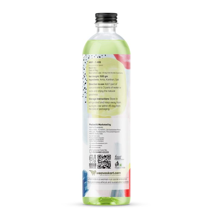 Amla Concentrate | Bird’s Eye Chilli Amla Concentrate - Natural - No Added colours, Additives Or No Preservatives - Looms And Weaves - 500ml