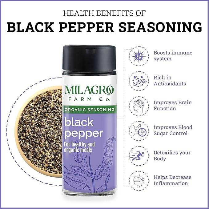 Seasoning | Black Pepper Seasoning - Organic & Healthy Meals – Organic – Additive Free & No Preservatives – Milagro Farm Co. – 50gm