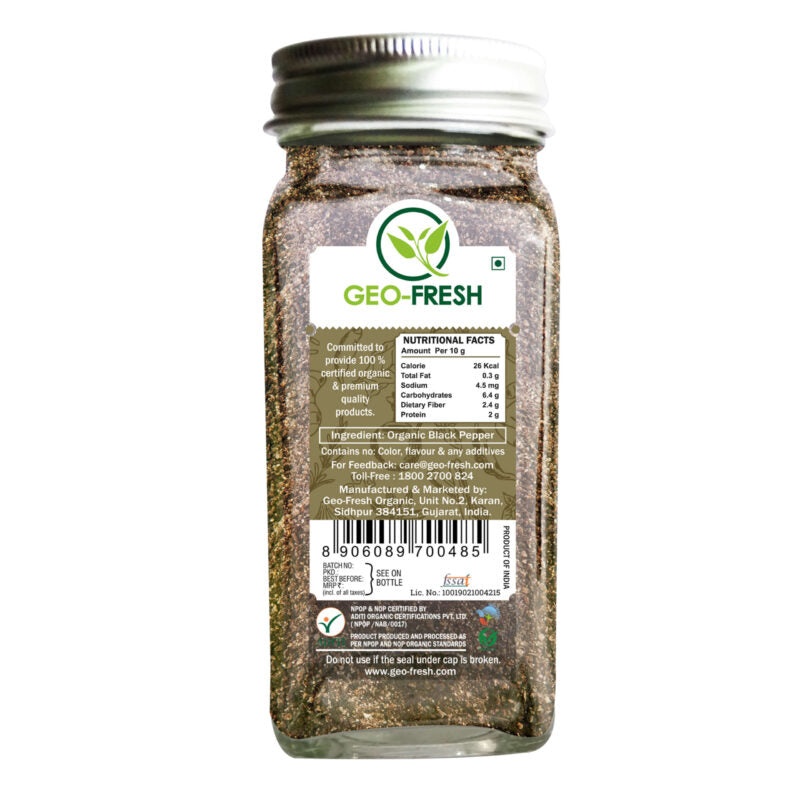 Pepper Powder | Black - USDA Organic - Geo-Fresh Organic - 55gm