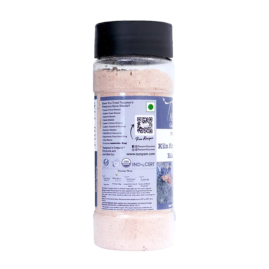 Black Salt | Grinder - Kiln Fired - Tassyam Organics - 125gm