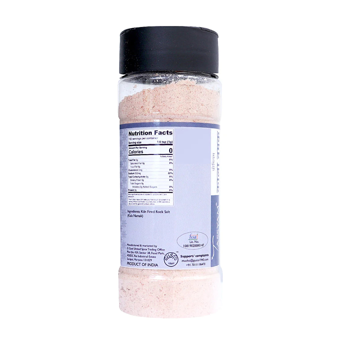 Black Salt | Grinder - Kiln Fired - Tassyam Organics - 125gm