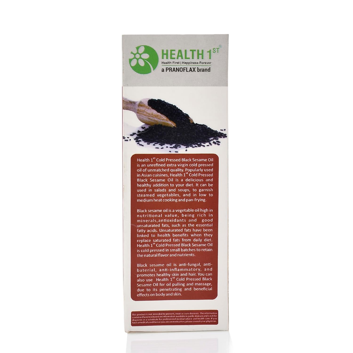 Black Sesame Oil - Cold Pressed - Health 1st - 100ml