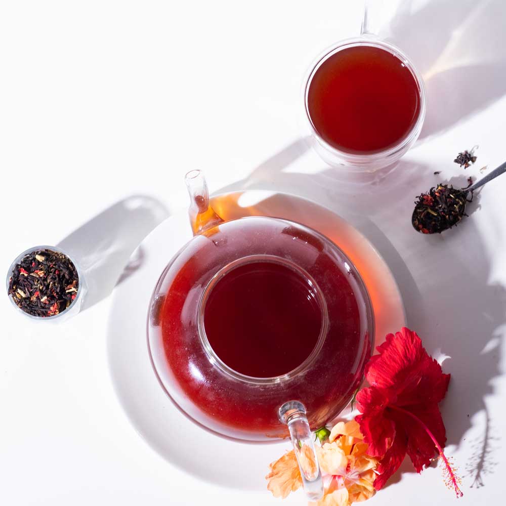Tea | Black - Hibis Kiss Black (Blend In Hibiscus & Strawberry) - Bright, Brisk, Bold Flavor - USDA Organic - High Caffeine - Luxmi Estates - 100gm
