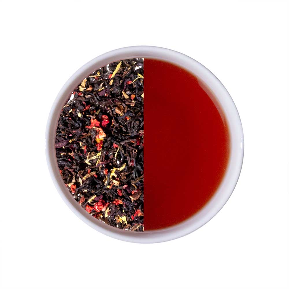 Tea | Black - Hibis Kiss Black (Blend In Hibiscus & Strawberry) - Bright, Brisk, Bold Flavor - USDA Organic - High Caffeine - Luxmi Estates - 100gm