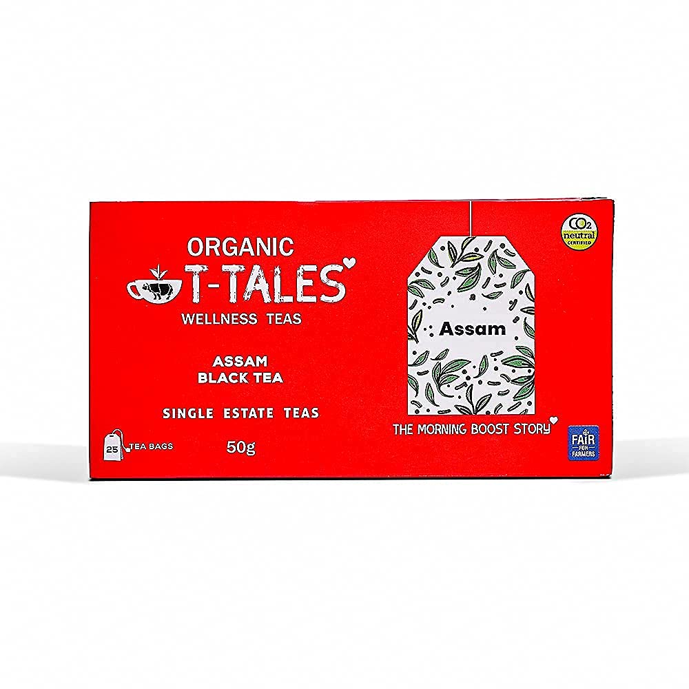 Black Tea | (Malty Flavor & Bold Amber Color) - Single Estate Teas - USDA Organic - Assam - Organic T-Tales - 25 Tea Bag