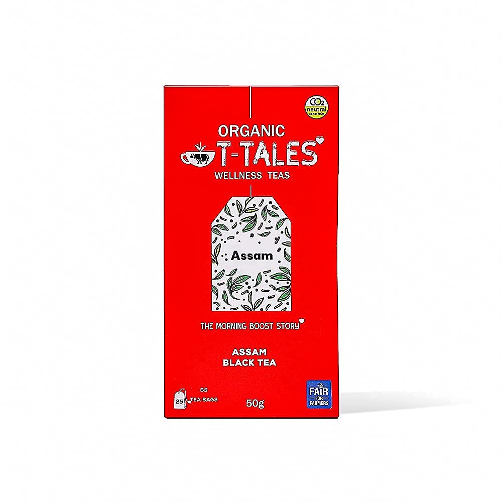 Black Tea | (Malty Flavor & Bold Amber Color) - Single Estate Teas - USDA Organic - Assam - Organic T-Tales - 25 Tea Bag