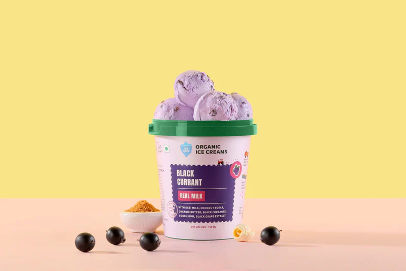 Ice Cream |Black Currant Ice Cream (Made From Real Milk, Gondh Gum, Organic Butter, Black Currant ) - Churned with authentic & Real Ingredients - Iceberg Organic Ice Cream - 750ml