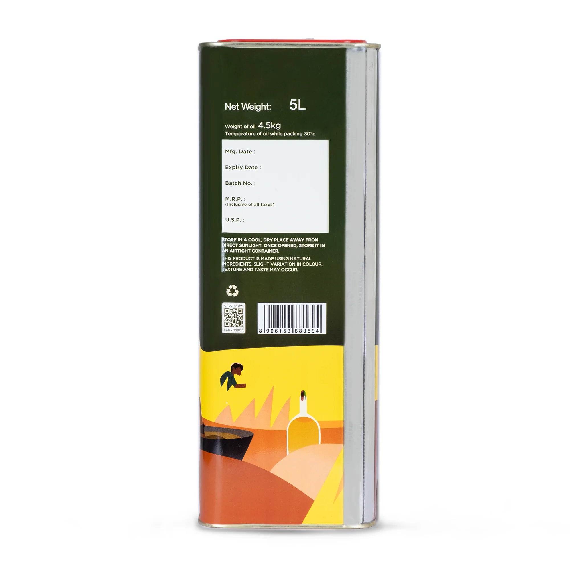 Mustard Oil | Black - Sarso Ka Tel - Single Filtered - Cold Pressed Oil - No Additives, Binders, Fillers & No Added Preservatives - Two Brothers - 5000ml