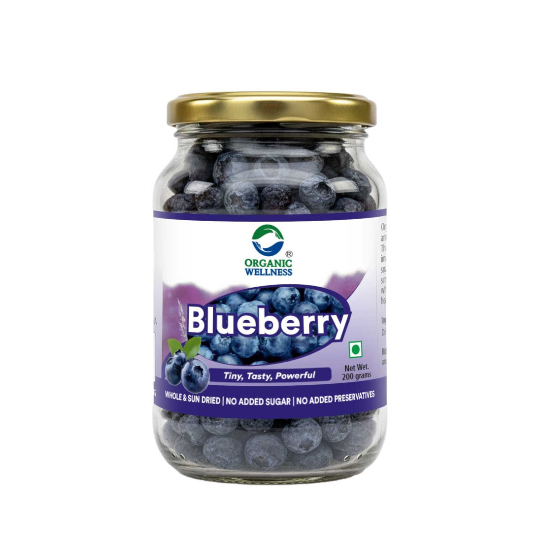 Blue Berry-Whole & Sun Dried (Tiny, Tasty, Powerful)- Boosts Energy, Supports Heart Health - No Added Sugar and Preservative Free- Organic Wellness - 200gm