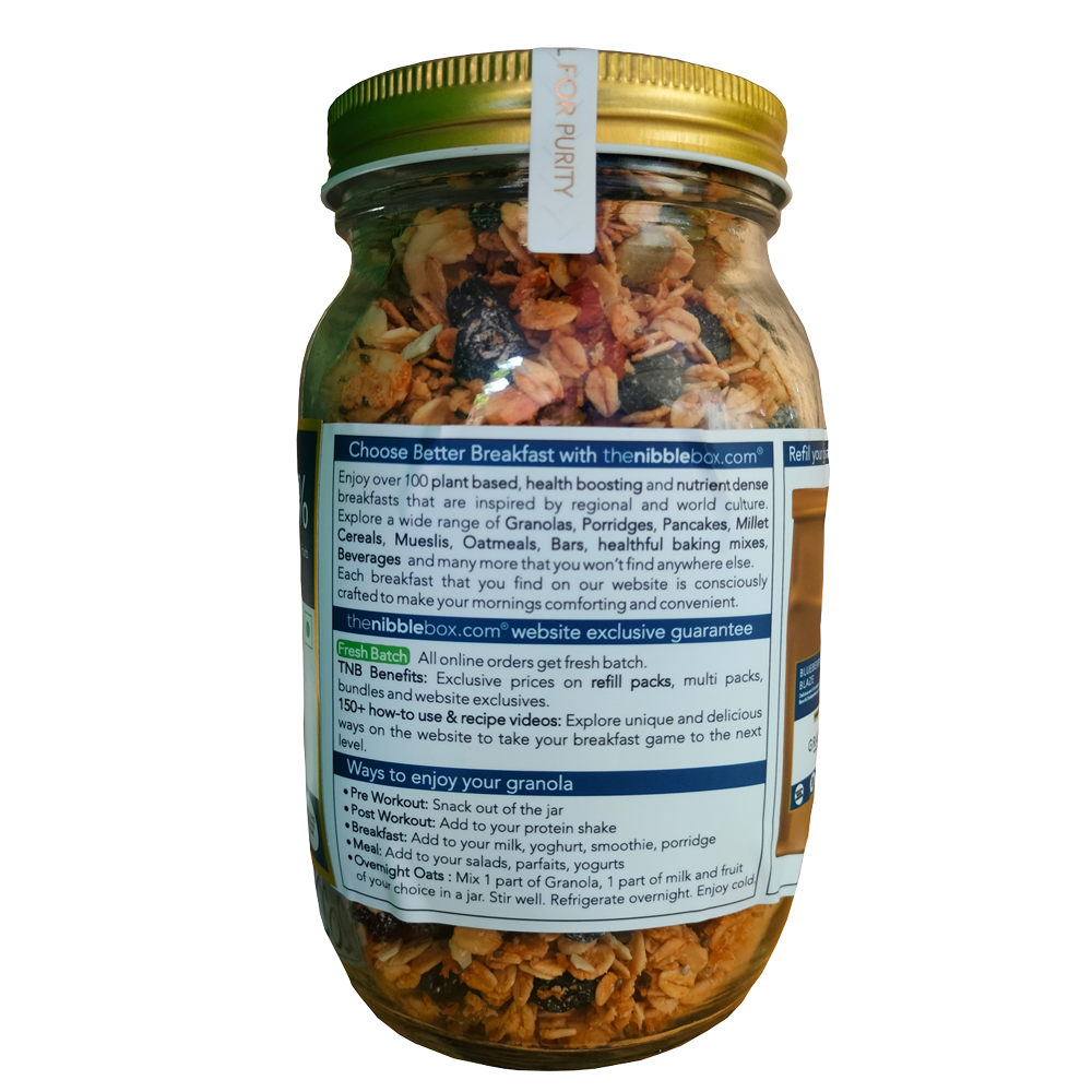 Granola | Blueberry Blaze Granola - Vegan & Gluten Free - The Nibble Box - 500gm