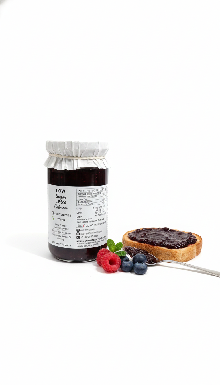 Preserve | Blueberry Raspberry Preserve - Vegan, Gluten Free & Low Sugar, Less Calories - Orchard Lane - 300gm