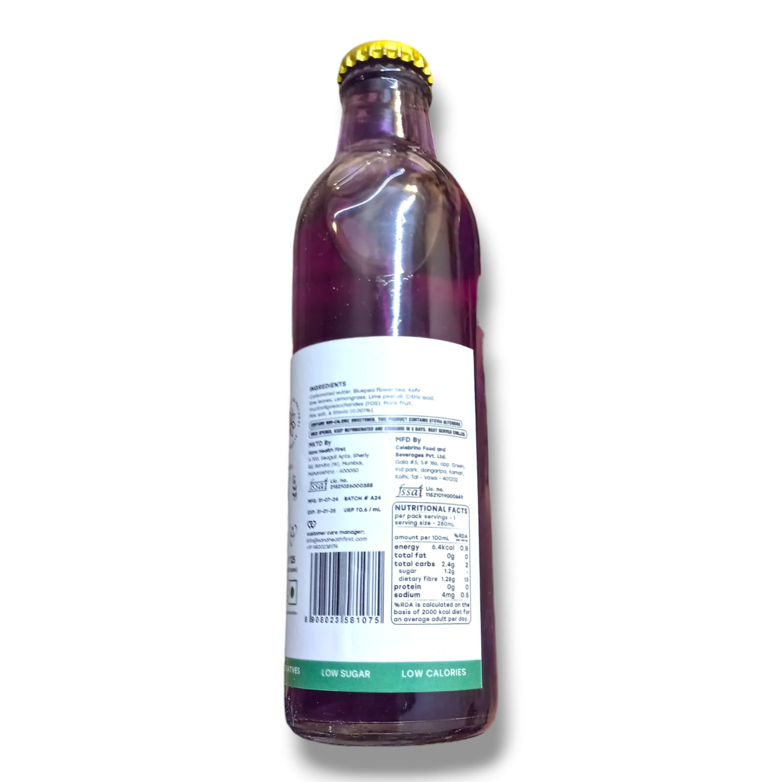 Sparkling Water | Bluepea Citrus Sparkling Water – Natural - No Added Preservatives & Chemical Free – Sana Health First – 250ml